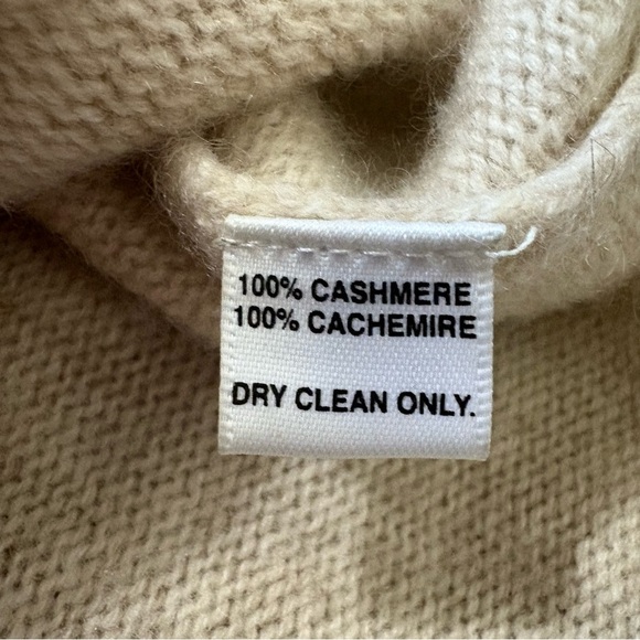 Saks Fifth Avenue 100% Cashmere Sweater Cold Shoulder Cream Beige Pullover Sz L - Picture 8 of 13